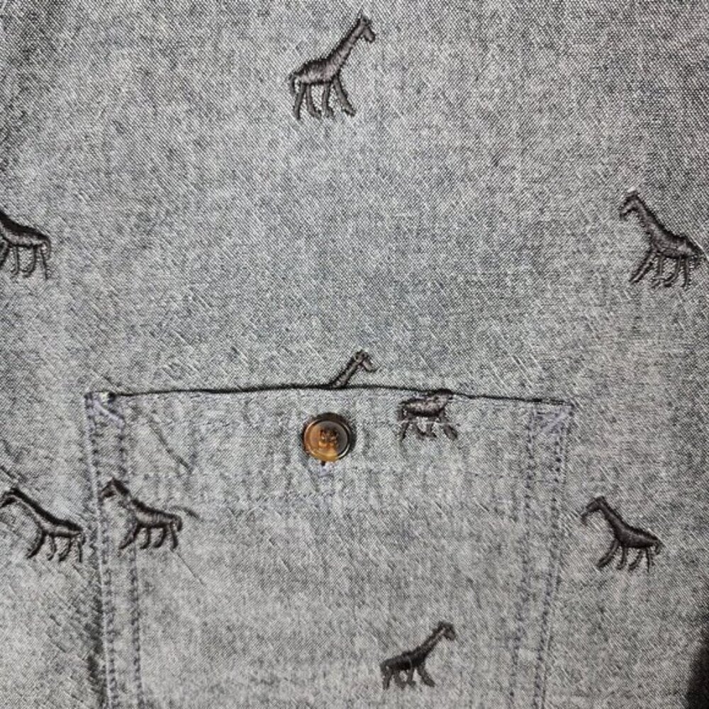 Lrg Clothing Equipment Gray Chambray Giraffe Embroidered Shirt View 2